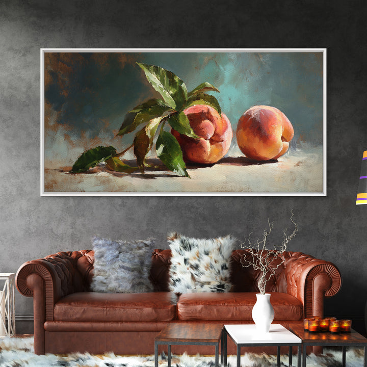 Still Life of Peaches Framed Canvas Print, Impressionist Art, Flower Print, Living Room Decor, Fine Art, Impression, IMP-2x1-19
