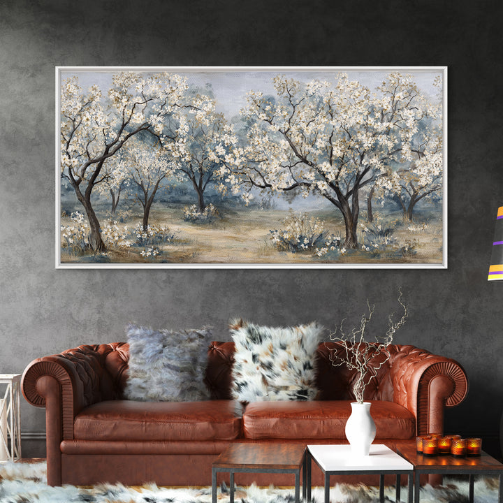 Spring Orchard with Blossoming Trees Canvas Print, Impressionist Art, Living Room Decor, Abstract Art, Impression, IMP-2x1-2