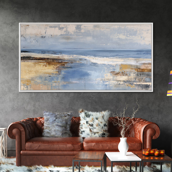 Soft Seaside Cliffs Framed Canvas Print, Impressionist Art, Large Wall Art, Living Room Decor, Impression, Abstract Painting, IMP-2x1-25