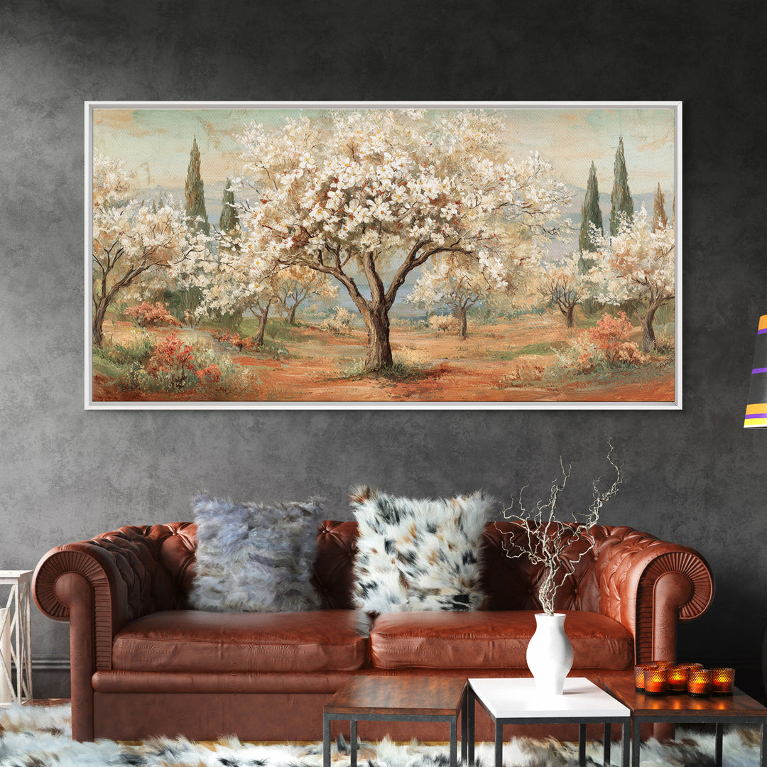 Spring Orchard with Blossoming Trees Canvas Print, Impressionist Art, Living Room Decor, Abstract Art, Impression, IMP-2x1-26