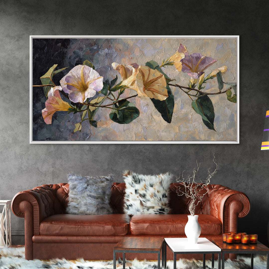Caf Table with Flowers and Morning Light Canvas Print, Impressionist Art, Minimalist Decor, Living Room Decor, Impression, IMP-2x1-30