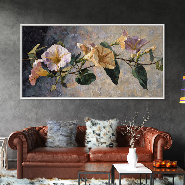 Caf Table with Flowers and Morning Light Canvas Print, Impressionist Art, Minimalist Decor, Living Room Decor, Impression, IMP-2x1-30