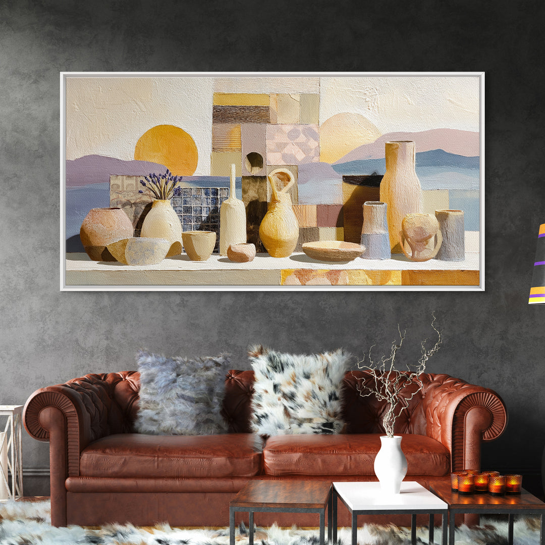 Sunset over Lavender Field Framed Canvas Print, Impressionist Art, Contemporary Art, Living Room Decor, Fine Art, Impression, IMP-2x1-34