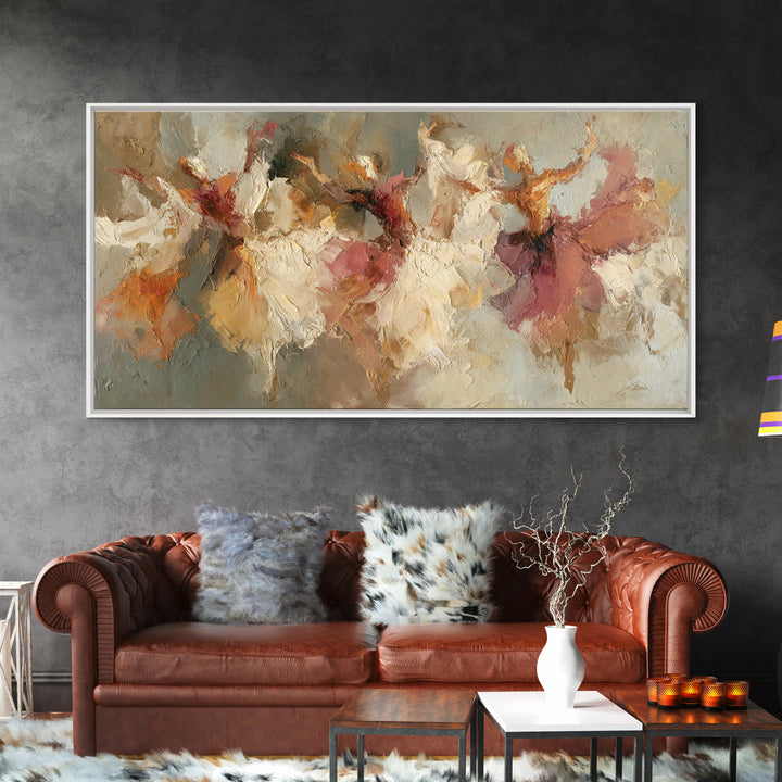 Dancers Suggested by Soft Moving Brushwork Framed Canvas Print, Impressionist Art, Wall Art, Living Room Decor, Oil Painting, IMP-2x1-35