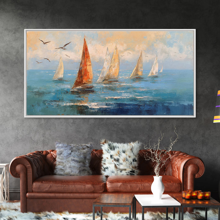 Coastal Beach Figures Canvas Print, Impressionist Art, Oil Painting, Living Room Decor, Fine Art, Impression, Coastal Wall Art, IMP-2x1-39