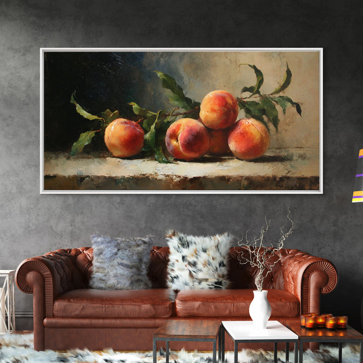 Still Life of Peaches Framed Canvas Print, Impressionist Art, Large Wall Art, Living Room Decor, Fine Art, Impression, IMP-2x1-43