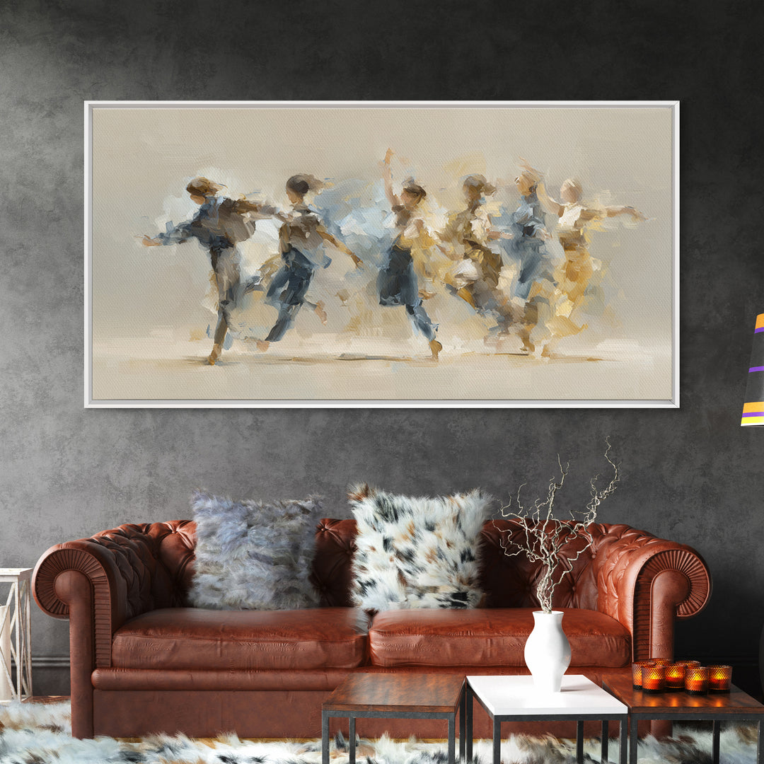 Dancers Suggested by Soft Moving Brushwork Canvas Print, Impressionist Art, Landscape Painting, Living Room Decor, Impression, IMP-2x1-59