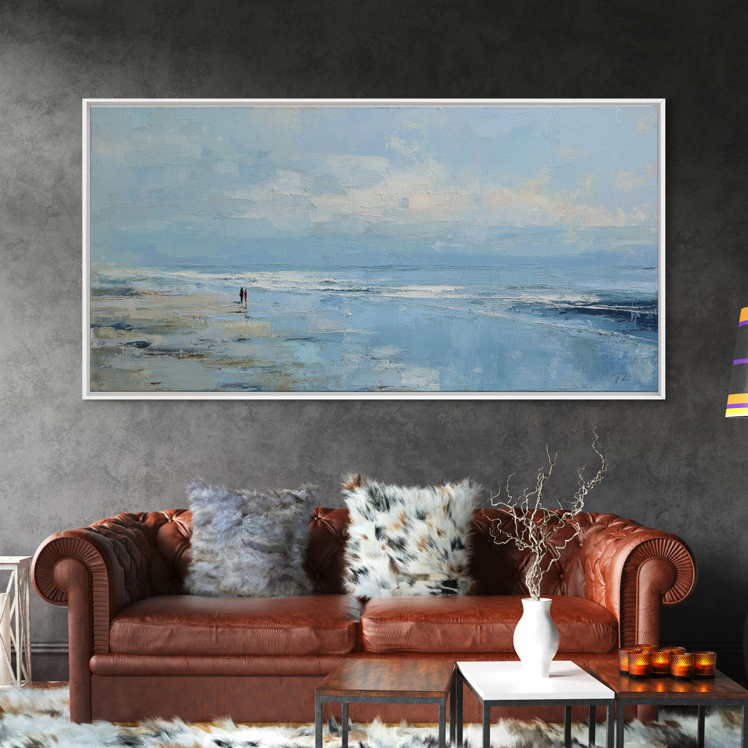 Coastal Beach Figures Canvas Print, Impressionist Art, Living Room Wall Art, Living Room Decor, Fine Art, Impression, IMP-2x1-63