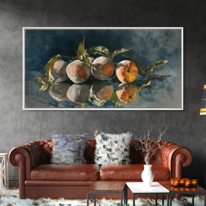 Still Life of Peaches Framed Canvas Print, Impressionist Art, Gallery Decor, Living Room Decor, Fine Art, Impression, IMP-2x1-67