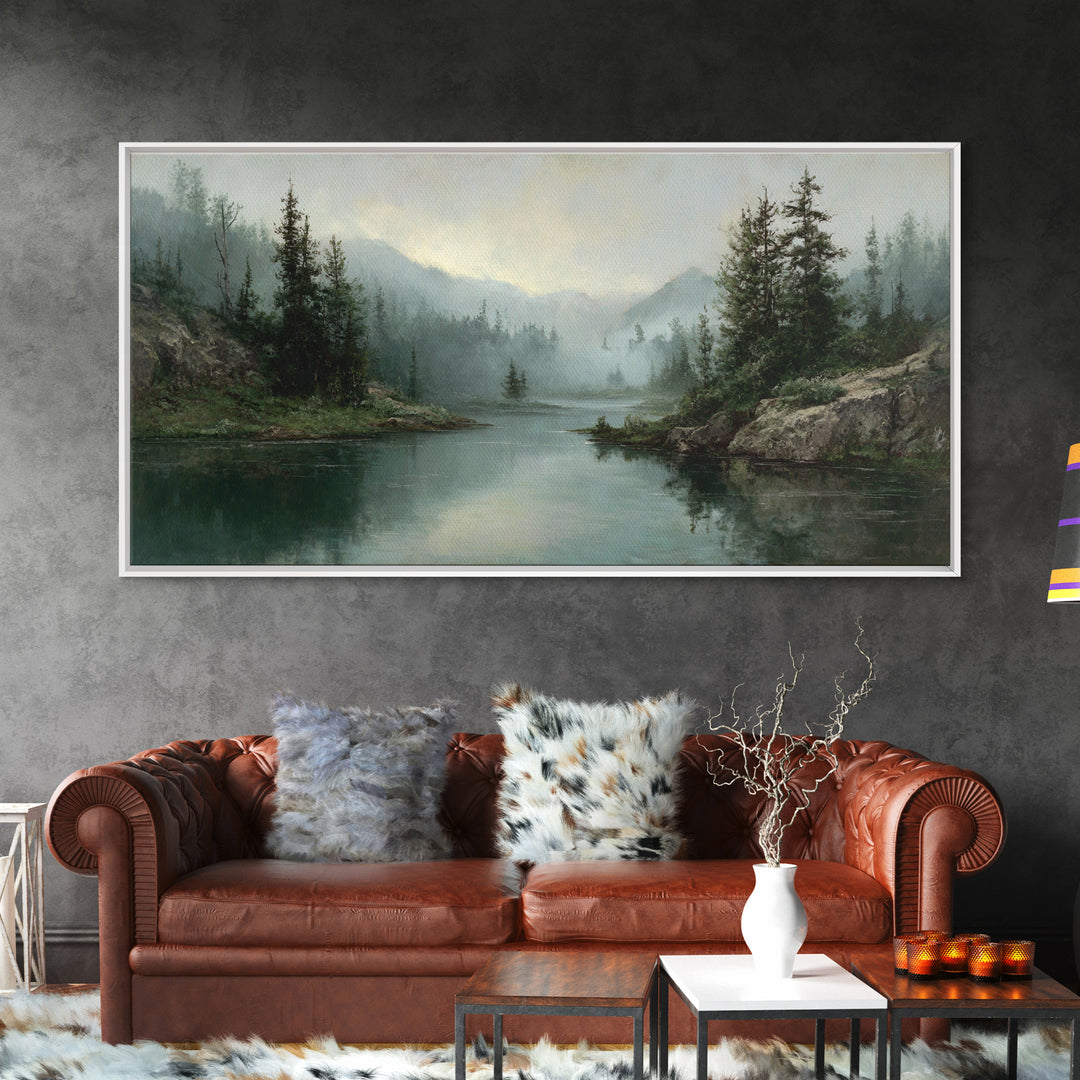 Mountain Lake with Sparkling Reflections Canvas Print, Impressionist Art, Original Art, Living Room Decor, Fine Art, Impression, IMP-2x1-68
