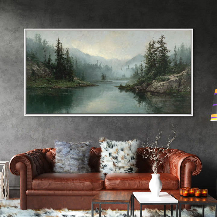 Mountain Lake with Sparkling Reflections Canvas Print, Impressionist Art, Original Art, Living Room Decor, Fine Art, Impression, IMP-2x1-68