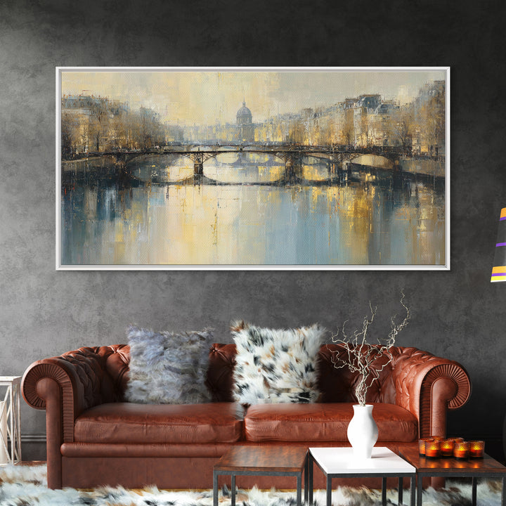 Paris Bridge Reflected Framed Canvas Print, Impressionist Art, Room Decor, Living Room Decor, Fine Art, Impression, IMP-2x1-75