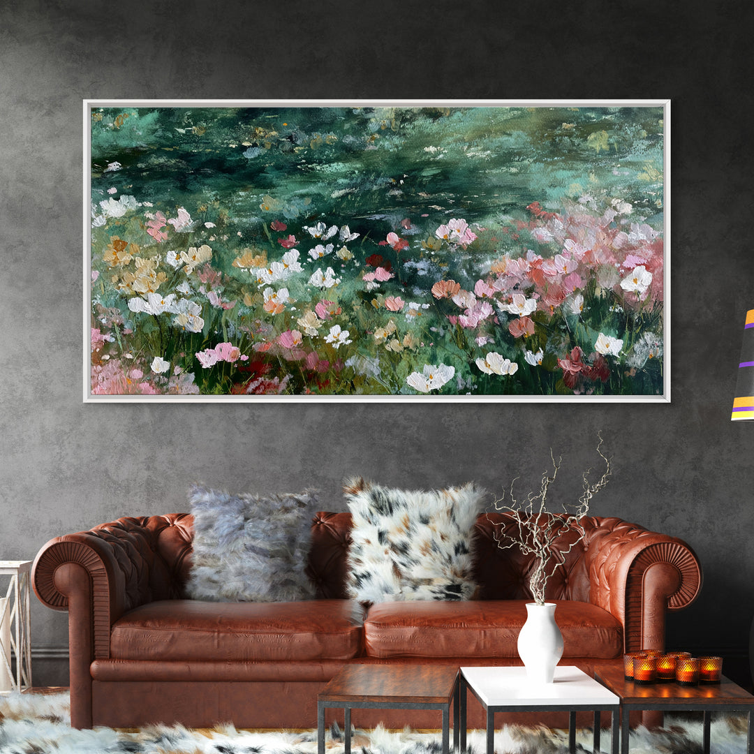Wildflower Field in Loose Pastel Strokes Canvas Print, Impressionist Art, Modern Wall Art, Living Room Decor, Impression, IMP-2x1-76