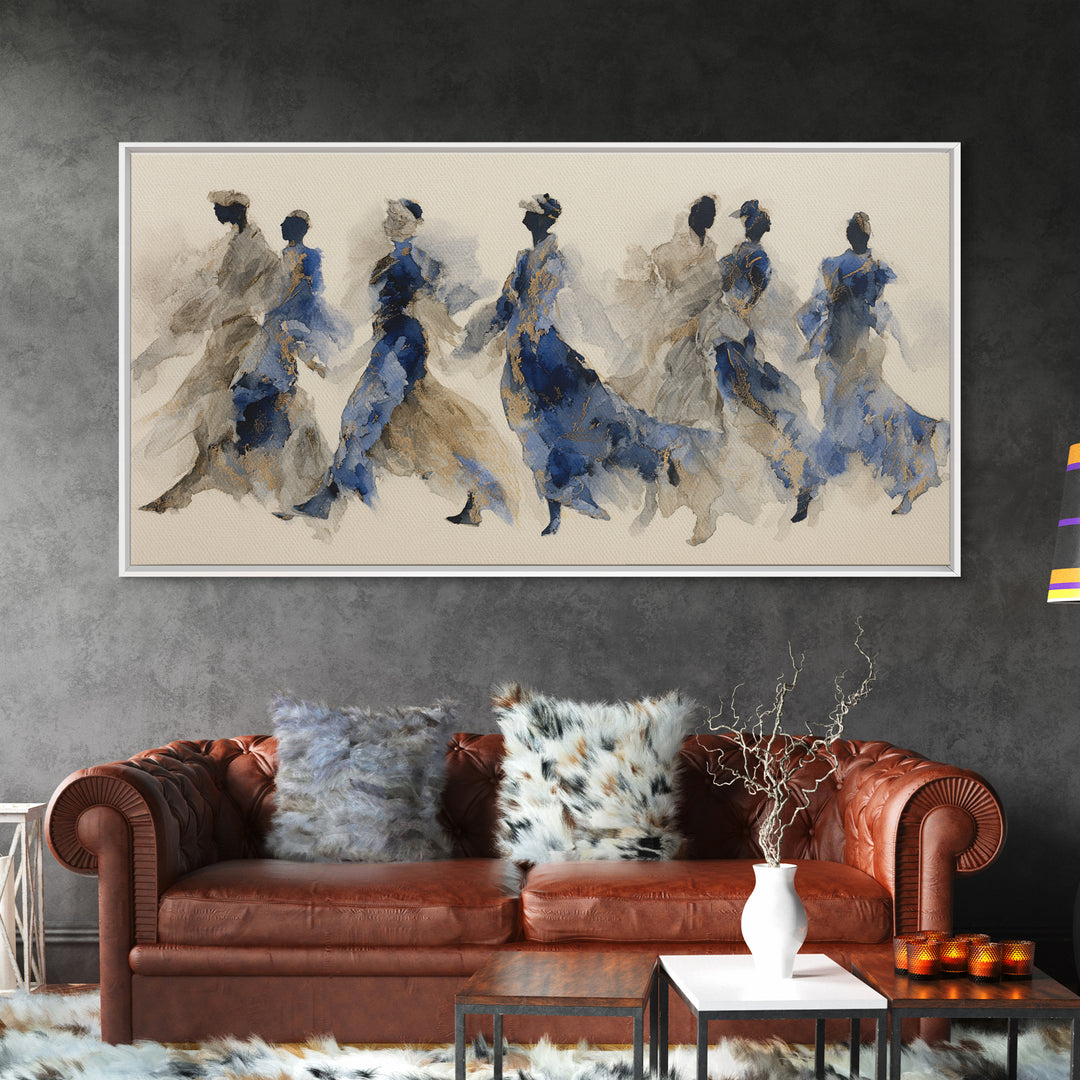 Dancers Suggested by Soft Moving Brushwork Framed Canvas Print, Impressionist Art, Painting, Living Room Decor, Impression, IMP-2x1-83