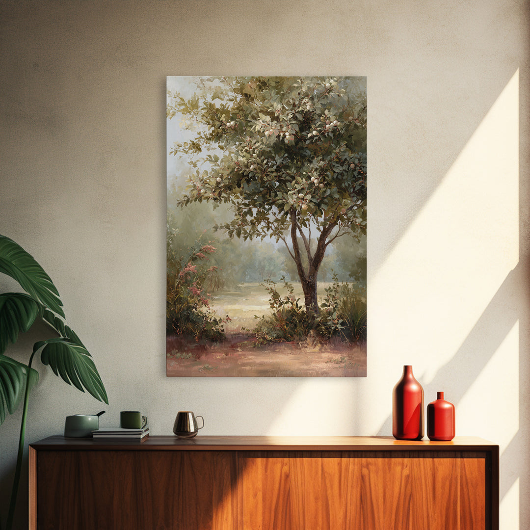 Apple Tree in Summer Orchard Framed Canvas Print, Impressionist Art, Large Wall Art, Living Room Decor, Fine Art, Impression, IMP-2x3-1