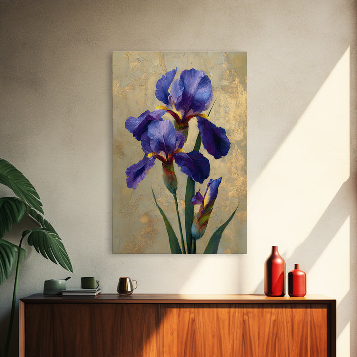 Iris Garden with Blue Violet Strokes Canvas Print, Impressionist Art, Printable Wall Art, Living Room Decor, Impression, IMP-2x3-100