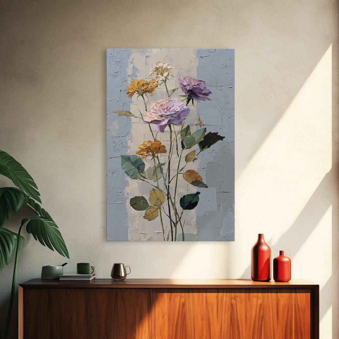Caf Table with Flowers and Morning Light Framed Canvas Print, Impressionist Art, Home Decor, Living Room Decor, Impression, IMP-2x3-18