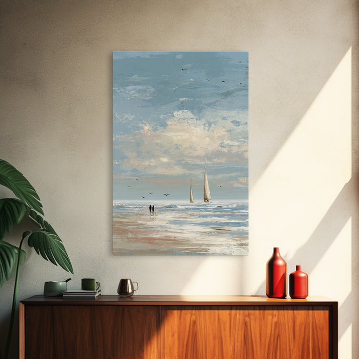Coastal Beach Figures Canvas Print, Impressionist Art, Home Decor, Living Room Decor, Fine Art, Impression, Horizontal Wall Art, IMP-2x3-27