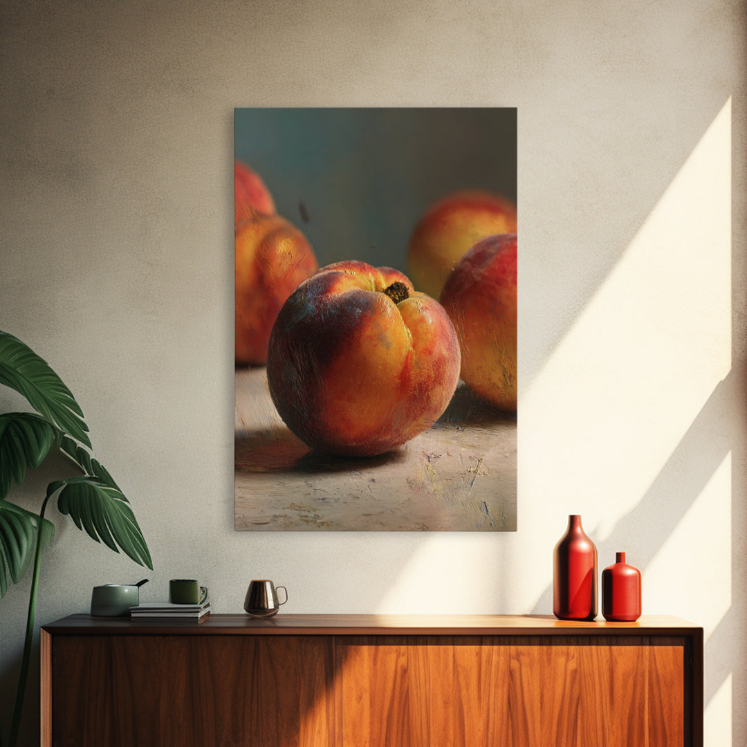 Still Life of Peaches Canvas Print, Impressionist Art, Wall Decor, Living Room Decor, Fine Art, Impression, Horizontal Wall Art, IMP-2x3-31