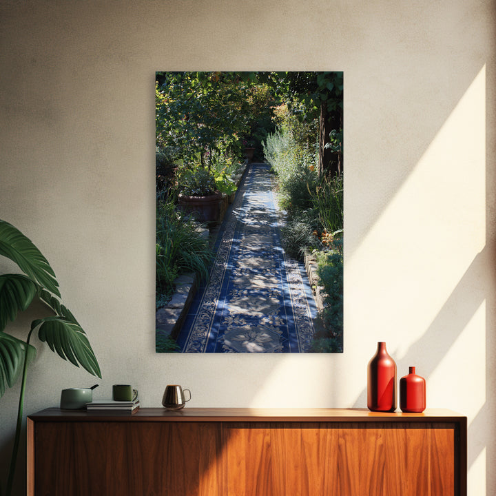 Garden Path Covered Framed Canvas Print, Impressionist Art, Printable Wall Art, Living Room Decor, Watercolor Art, Impression, IMP-2x3-34