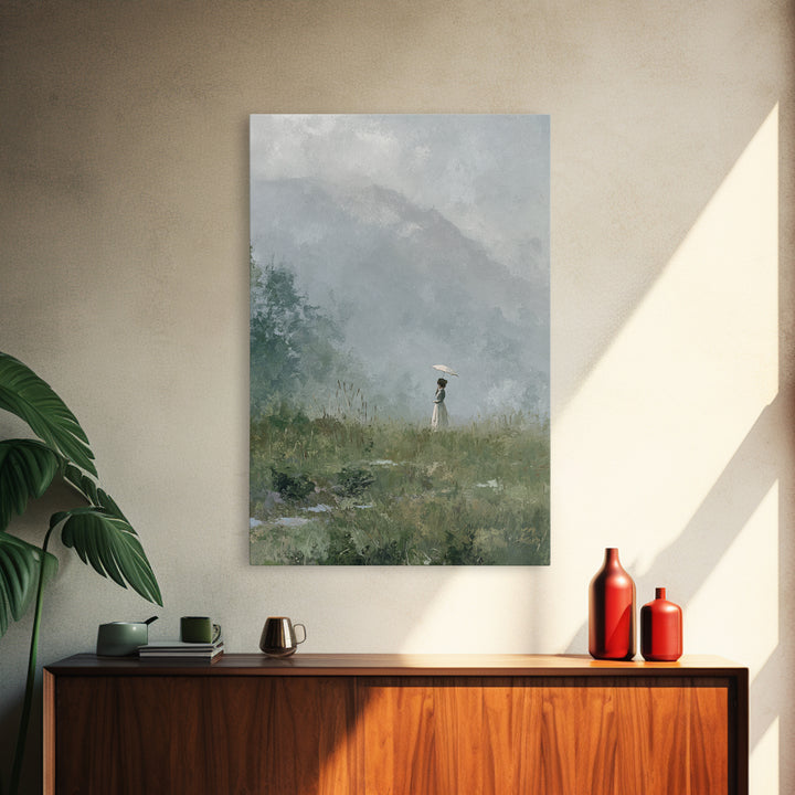 Woman with Parasol in Breezy Meadow Canvas Print, Impressionist Art, Original Art, Living Room Decor, Fine Art, Impression, IMP-2x3-35