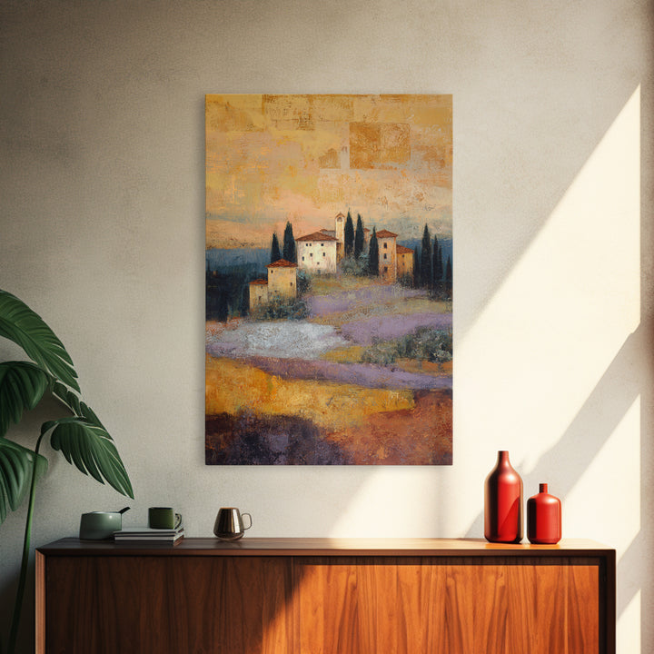 Sunset over Lavender Field Framed Canvas Print, Impressionist Art, Wall Decor, Living Room Decor, Fine Art, Impression, IMP-2x3-46