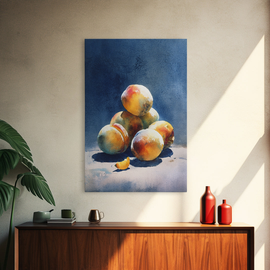 Still Life of Peaches Framed Canvas Print, Impressionist Art, Large Wall Art, Living Room Decor, Fine Art, Impression, IMP-2x3-55