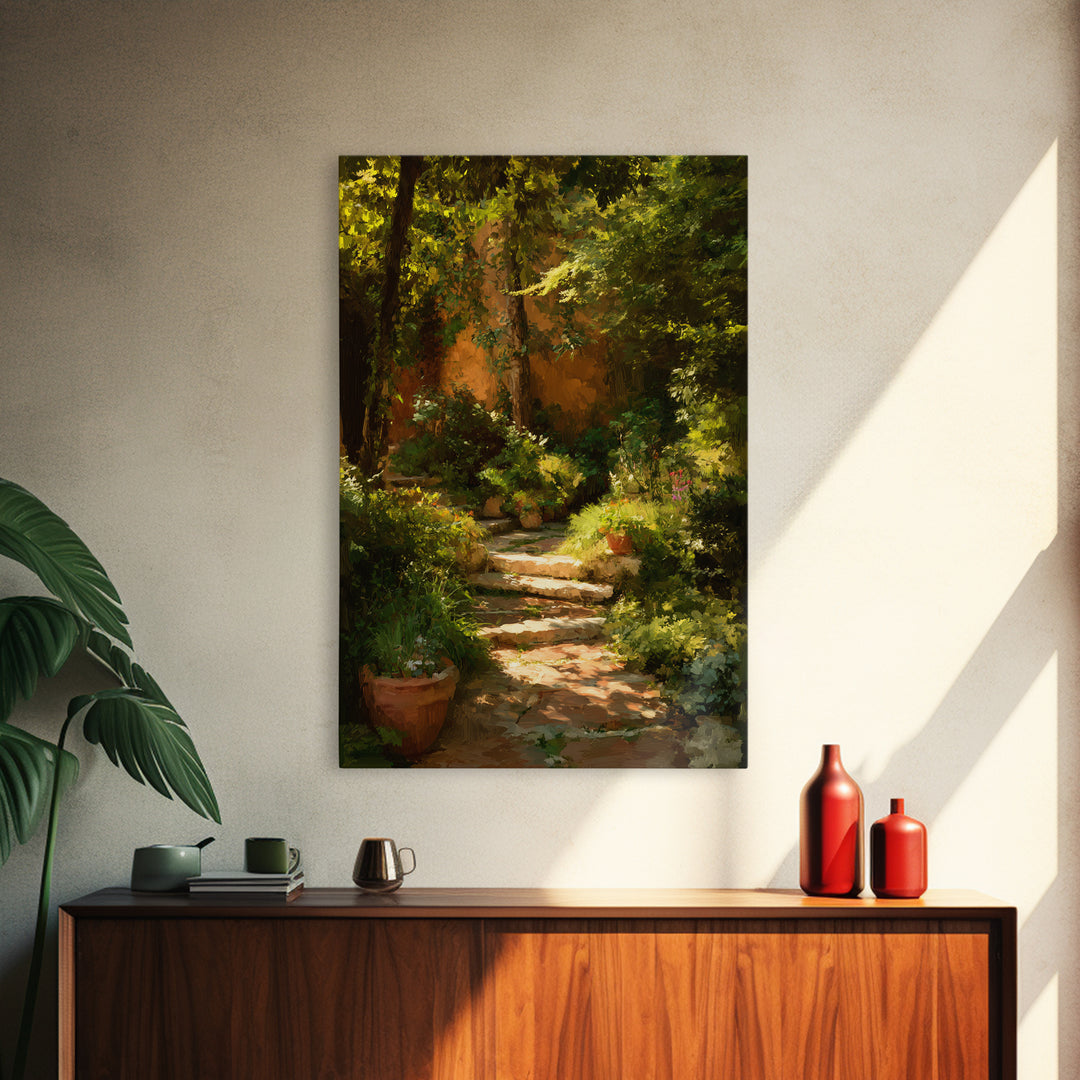 Garden Path Covered Canvas Print, Impressionist Art, Textured Wall Art, Living Room Decor, Impression, Landscape Painting, IMP-2x3-58