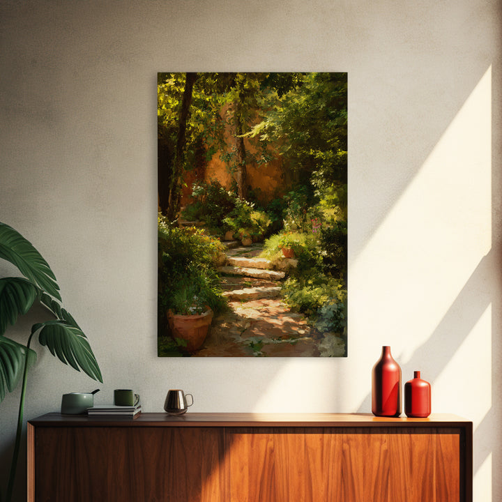 Garden Path Covered Canvas Print, Impressionist Art, Textured Wall Art, Living Room Decor, Impression, Landscape Painting, IMP-2x3-58