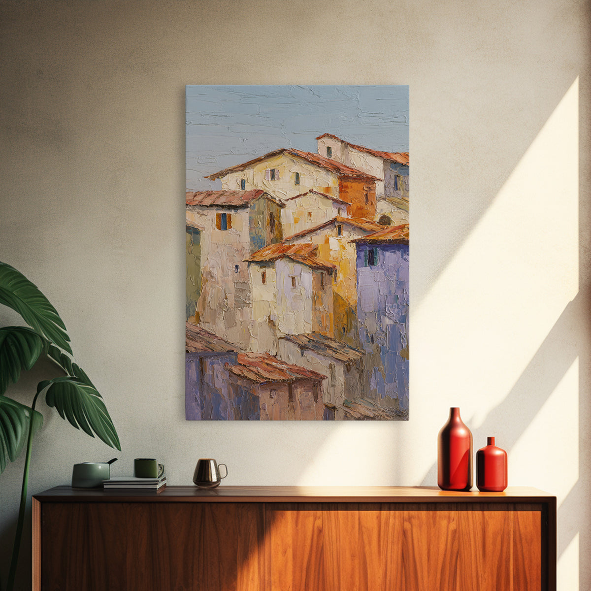 Sunset over Lavender Field Framed Canvas Print, Impressionist Art, Living Room Decor, Fine Art, Impression, Landscape Art, IMP-2x3-94