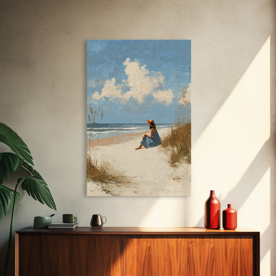 Coastal Beach Figures Canvas Print, Impressionist Art, Gallery Wall Art, Living Room Decor, Oil Painting, Impression, IMP-2x3-99