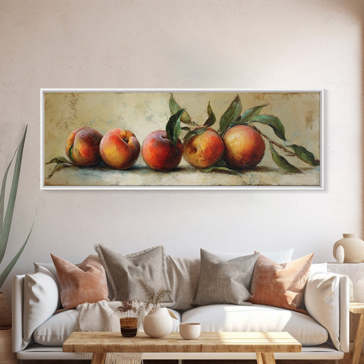 Still Life of Peaches Framed Canvas Print, Impressionist Art, Gallery Decor, Living Room Decor, Fine Art, Impression, IMP-3x1-15