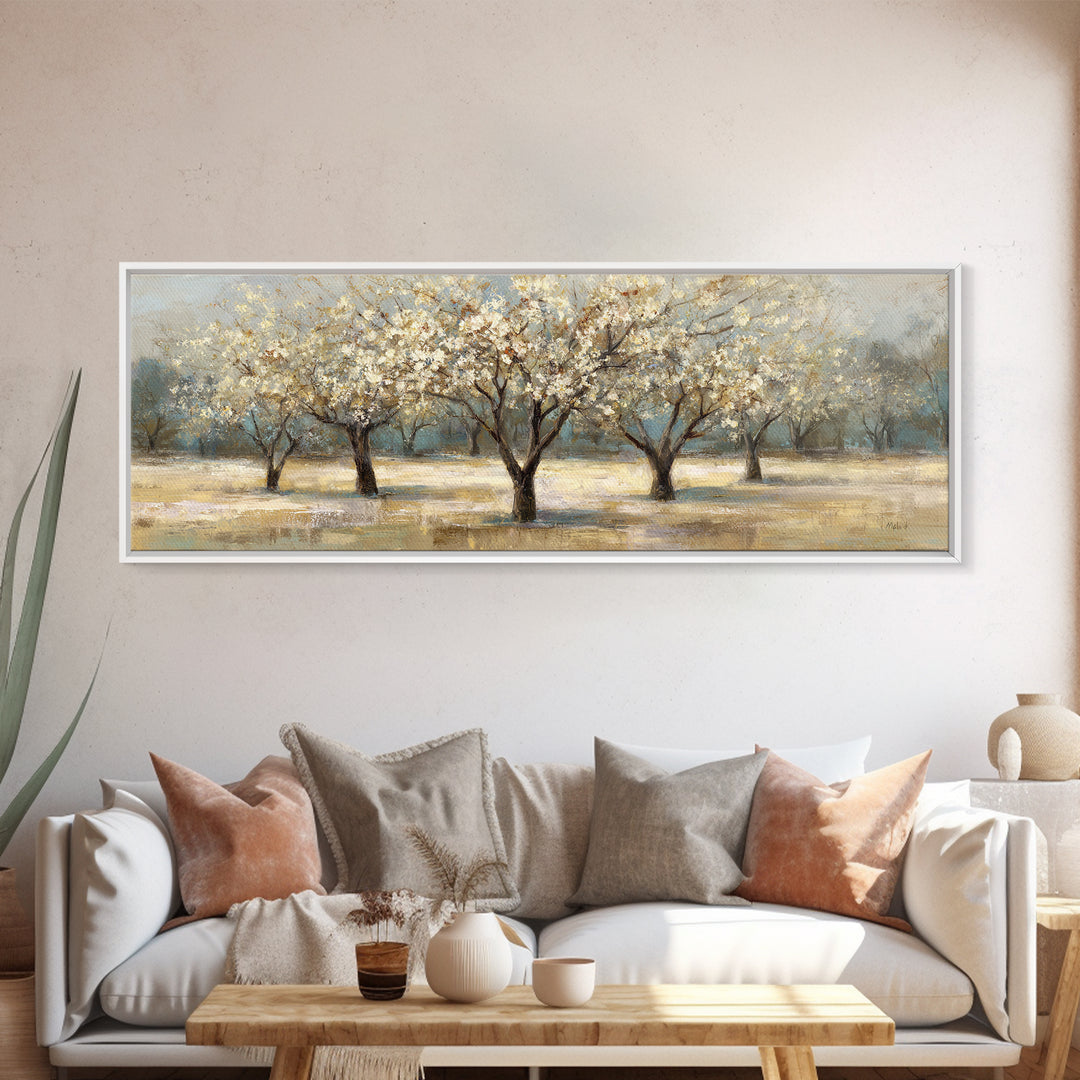 Spring Orchard with Blossoming Trees Canvas Print, Impressionist Art, Living Room Decor, Abstract Art, Impression, IMP-3x1-22