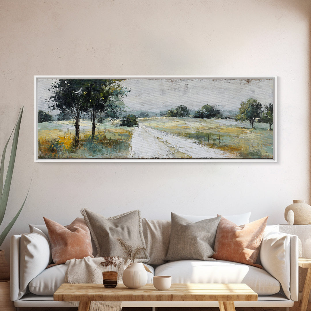 Country Lane with Flickering Sunlight Canvas Print, Impressionist Art, Farmhouse Decor, Living Room Decor, Fine Art, Impression, IMP-3x1-38