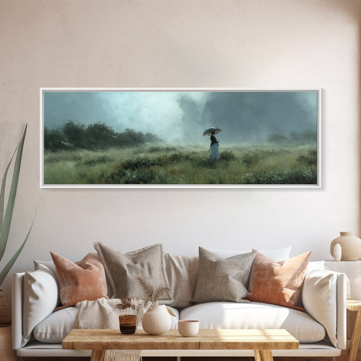 Woman with Parasol in Breezy Meadow Canvas Print, Impressionist Art, Original Painting, Living Room Decor, Fine Art, Impression, IMP-3x1-43