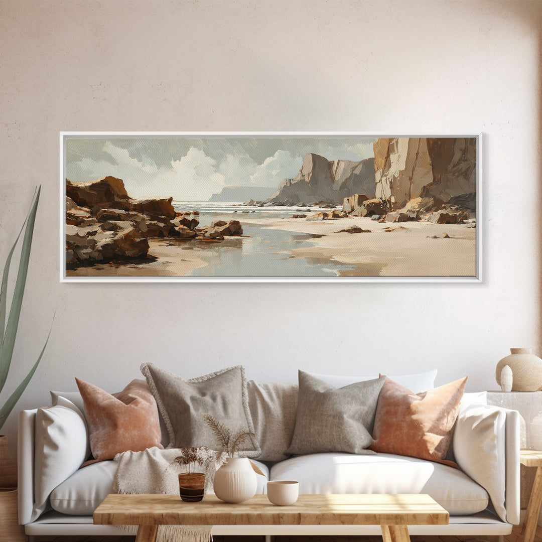 Soft Seaside Cliffs Canvas Print, Impressionist Art, Landscape Wall Art, Living Room Decor, Fine Art, Impression, Luxury Decor, IMP-3x1-45