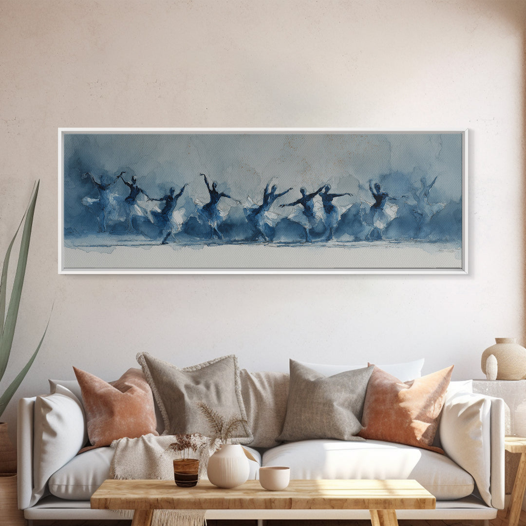 Dancers Suggested by Soft Moving Brushwork Framed Canvas Print, Impressionist Art, Painting, Living Room Decor, Impression, IMP-3x1-55