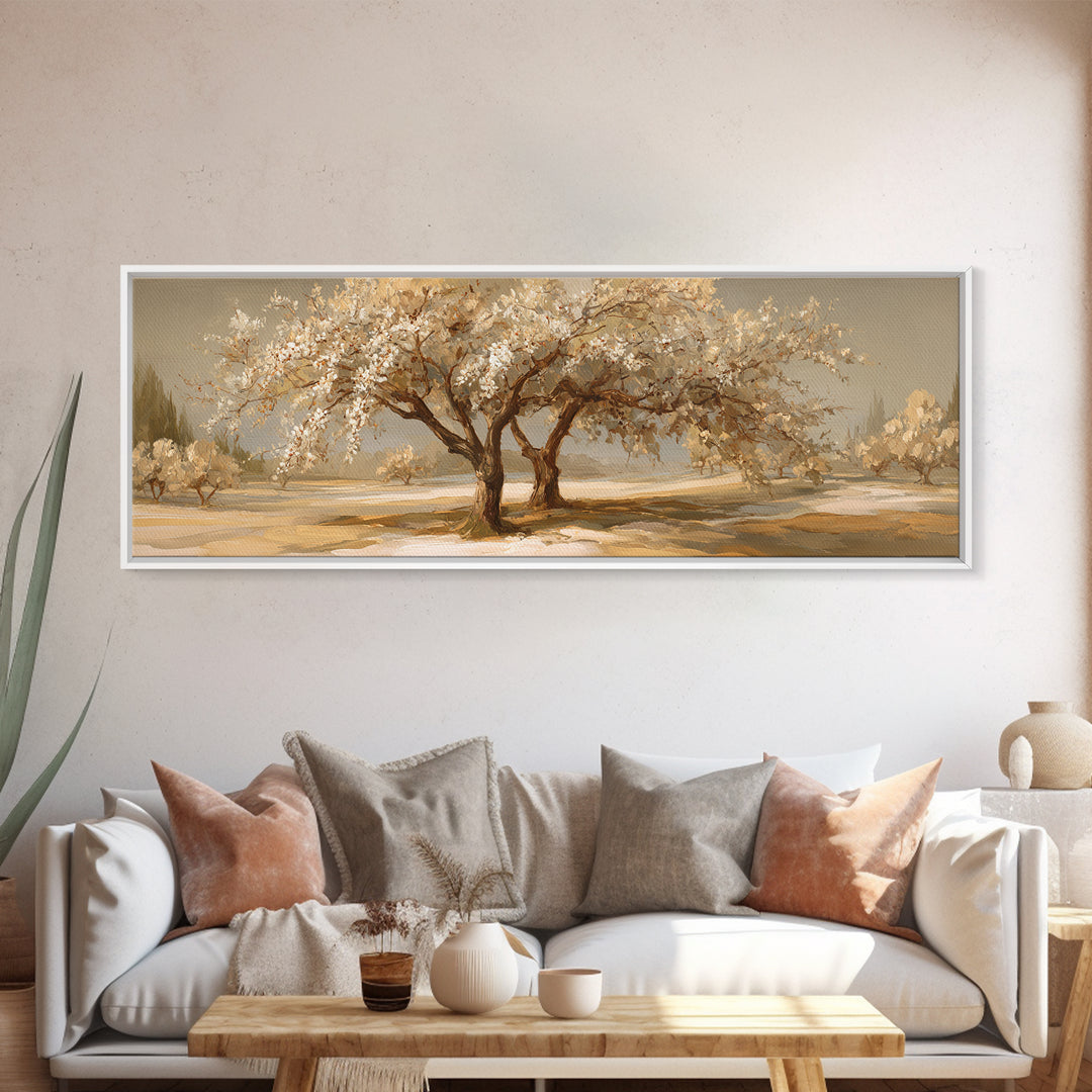 Apple Tree in Summer Orchard Framed Canvas Print, Impressionist Art, Flower Print, Living Room Decor, Fine Art, Impression, IMP-3x1-57