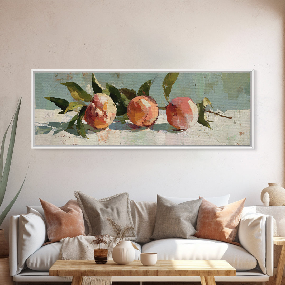 Still Life of Peaches Framed Canvas Print, Impressionist Art, Contemporary Art, Living Room Decor, Fine Art, Impression, IMP-3x1-63
