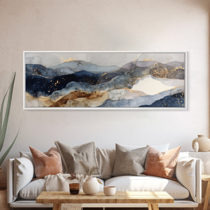 Haystacks Glowing at Golden Hour Framed Canvas Print, Impressionist Art, Living Room Decor, Watercolor Art, Impression, IMP-3x1-68