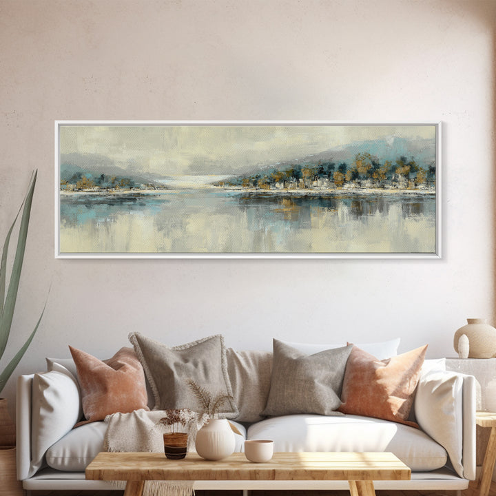 Soft Seaside Cliffs Framed Canvas Print, Impressionist Art, Gallery Decor, Living Room Decor, Fine Art, Impression, Wall Art, IMP-3x1-69