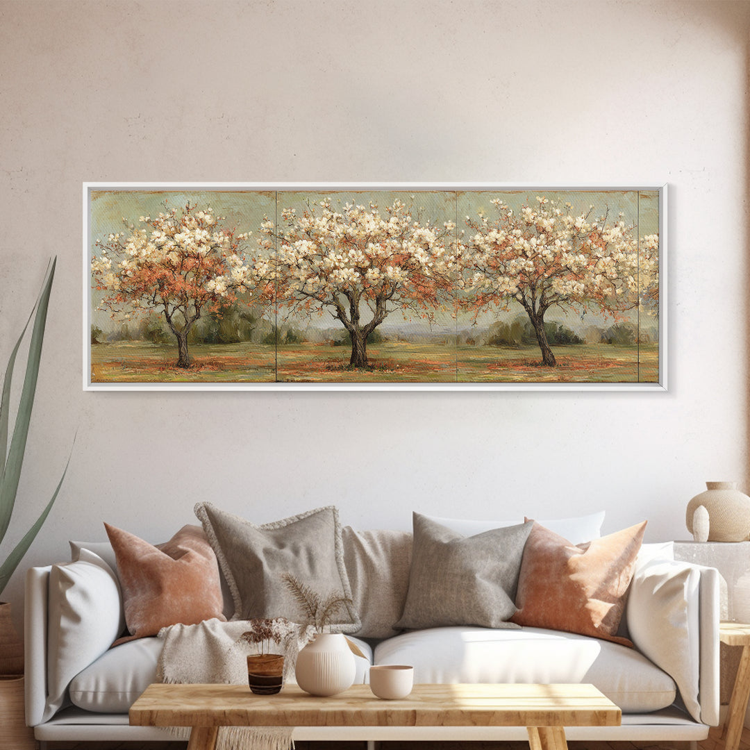 Spring Orchard with Blossoming Trees Canvas Print, Impressionist Art, Wall Art, Living Room Decor, Oil Painting, Impression, IMP-3x1-70