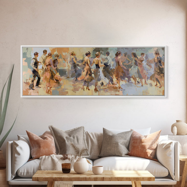 Dancers Suggested by Soft Moving Brushwork Canvas Print, Impressionist Art, Horizontal Wall Art, Living Room Decor, Impression, IMP-3x1-79