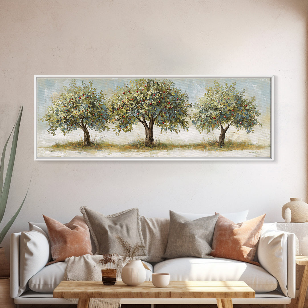 Apple Tree in Summer Orchard Framed Canvas Print, Impressionist Art, Flower Print, Living Room Decor, Fine Art, Impression, IMP-3x1-81