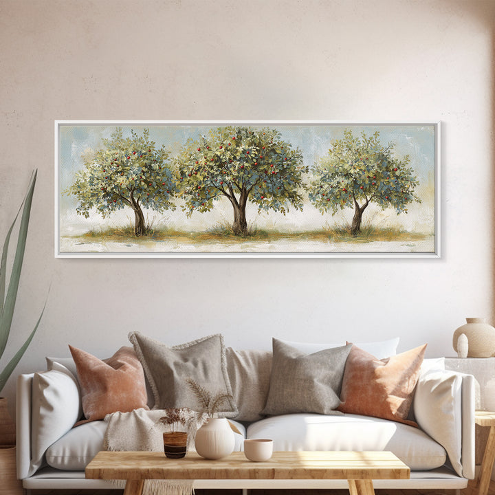 Apple Tree in Summer Orchard Framed Canvas Print, Impressionist Art, Flower Print, Living Room Decor, Fine Art, Impression, IMP-3x1-81
