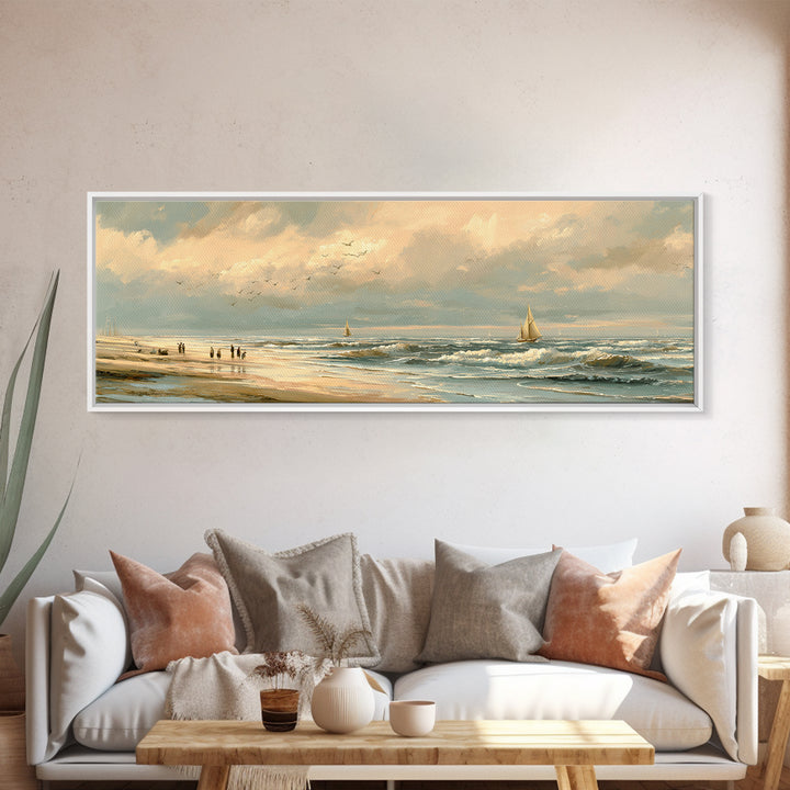 Coastal Beach Figures Canvas Print, Impressionist Art, Bedroom Decor, Living Room Decor, Oil Painting, Impression, Modern Art, IMP-3x1-83