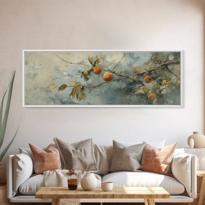 Still Life of Peaches Framed Canvas Print, Impressionist Art, Textured Wall Art, Living Room Decor, Fine Art, Impression, IMP-3x1-87