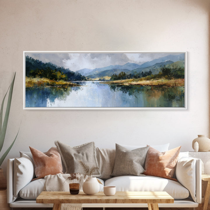 Mountain Lake with Sparkling Reflections Canvas Print, Impressionist Art, Wall Art, Living Room Decor, Fine Art, Impression, IMP-3x1-88