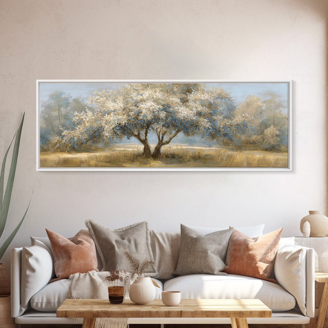 Apple Tree in Summer Orchard Framed Canvas Print, Impressionist Art, Modern Wall Art, Living Room Decor, Fine Art, Impression, IMP-3x1-9
