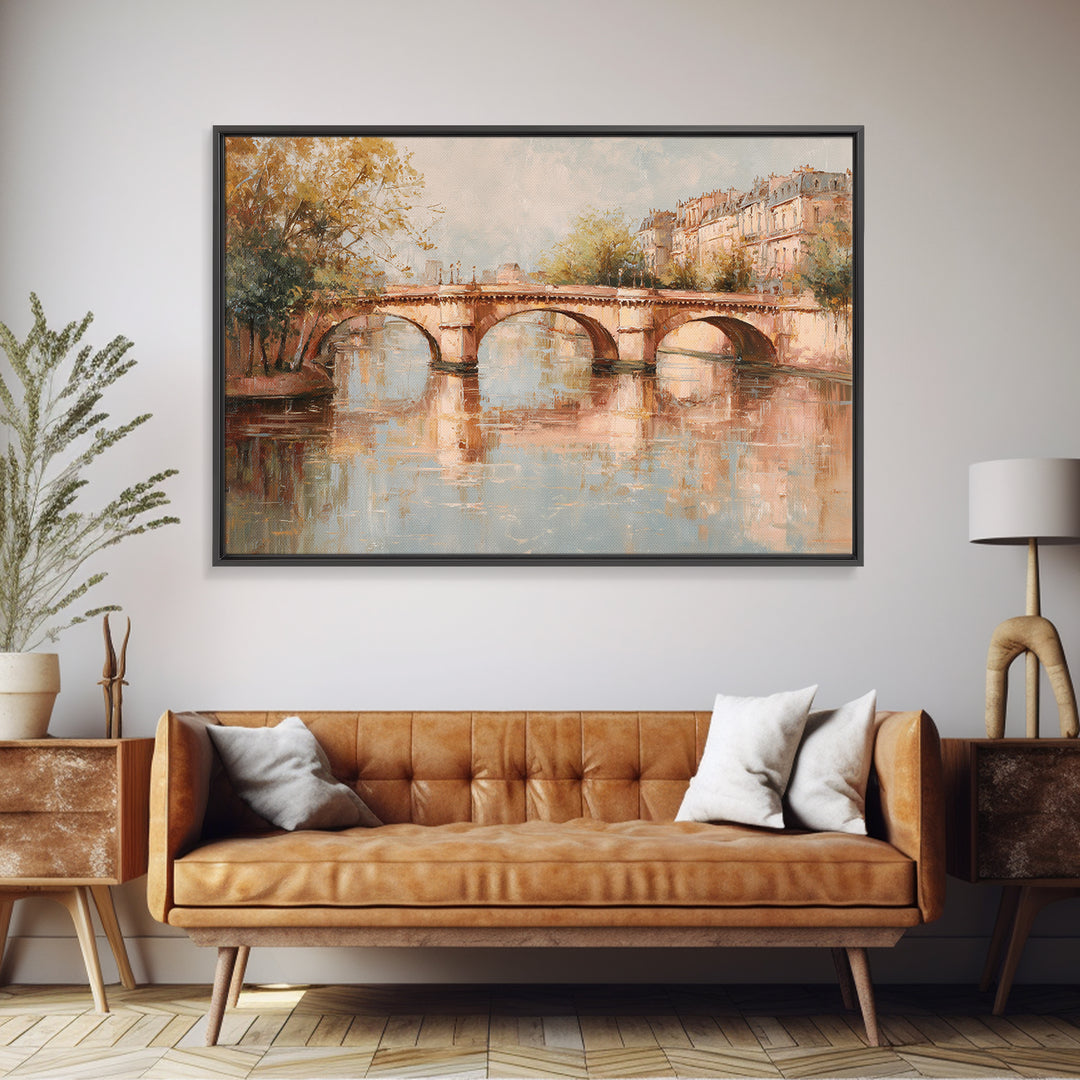 Paris Bridge Reflected Canvas Print, Impressionist Art, Modern Decor, Living Room Decor, Fine Art, Impression, Wall Decor, IMP-3x2-11